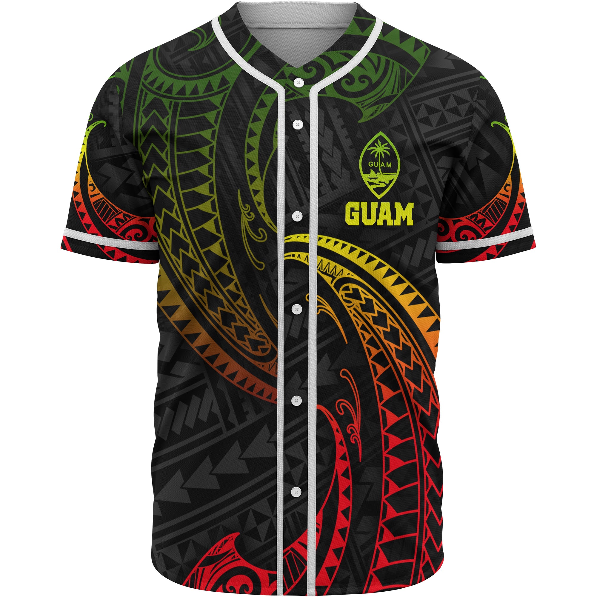 Guam Polynesian Baseball Shirt - Reggae Tribal Wave Unisex Reggae - Polynesian Pride