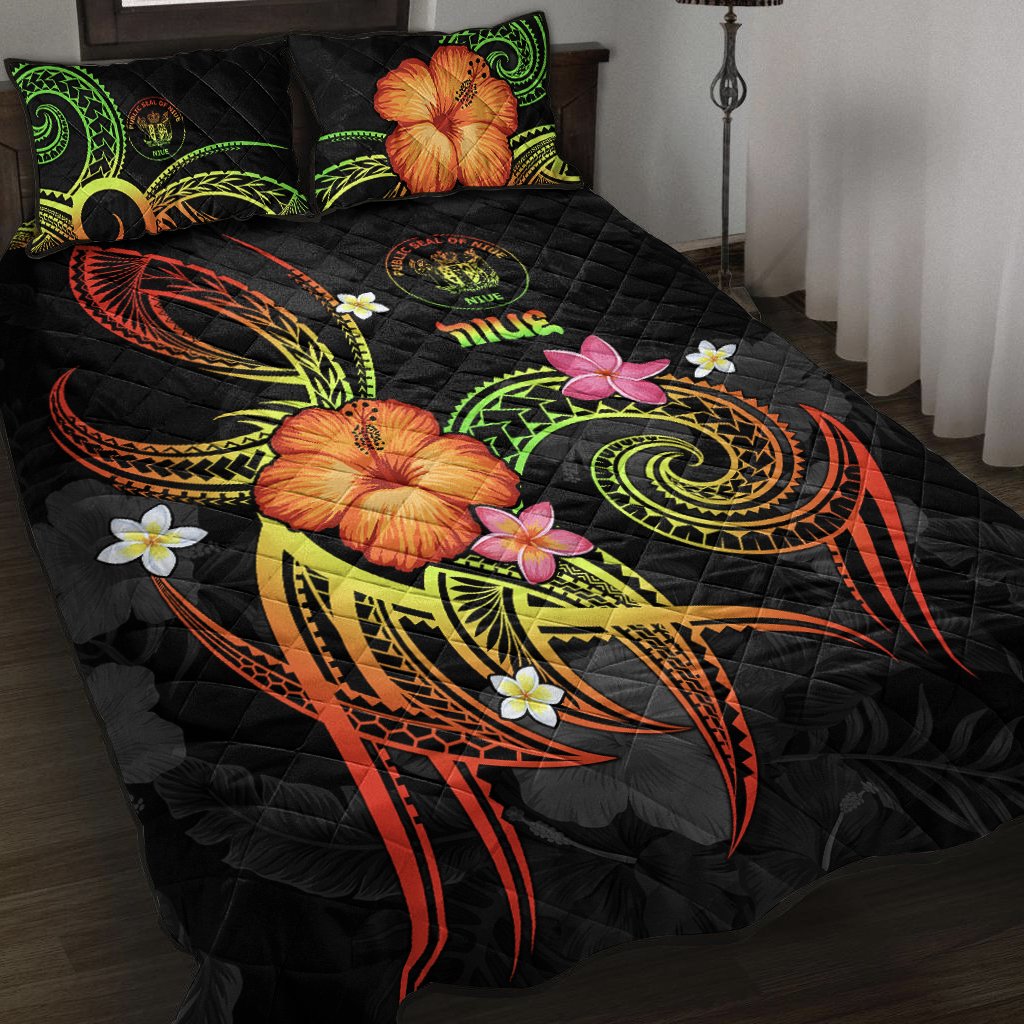 Niue Polynesian Quilt Bed Set - Legend of Niue (Reggae) Art - Polynesian Pride