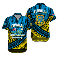 Tuvalu Matching Dress and Hawaiian Shirt 44th Independence Anniversary Tribal Pattern LT12 - Polynesian Pride