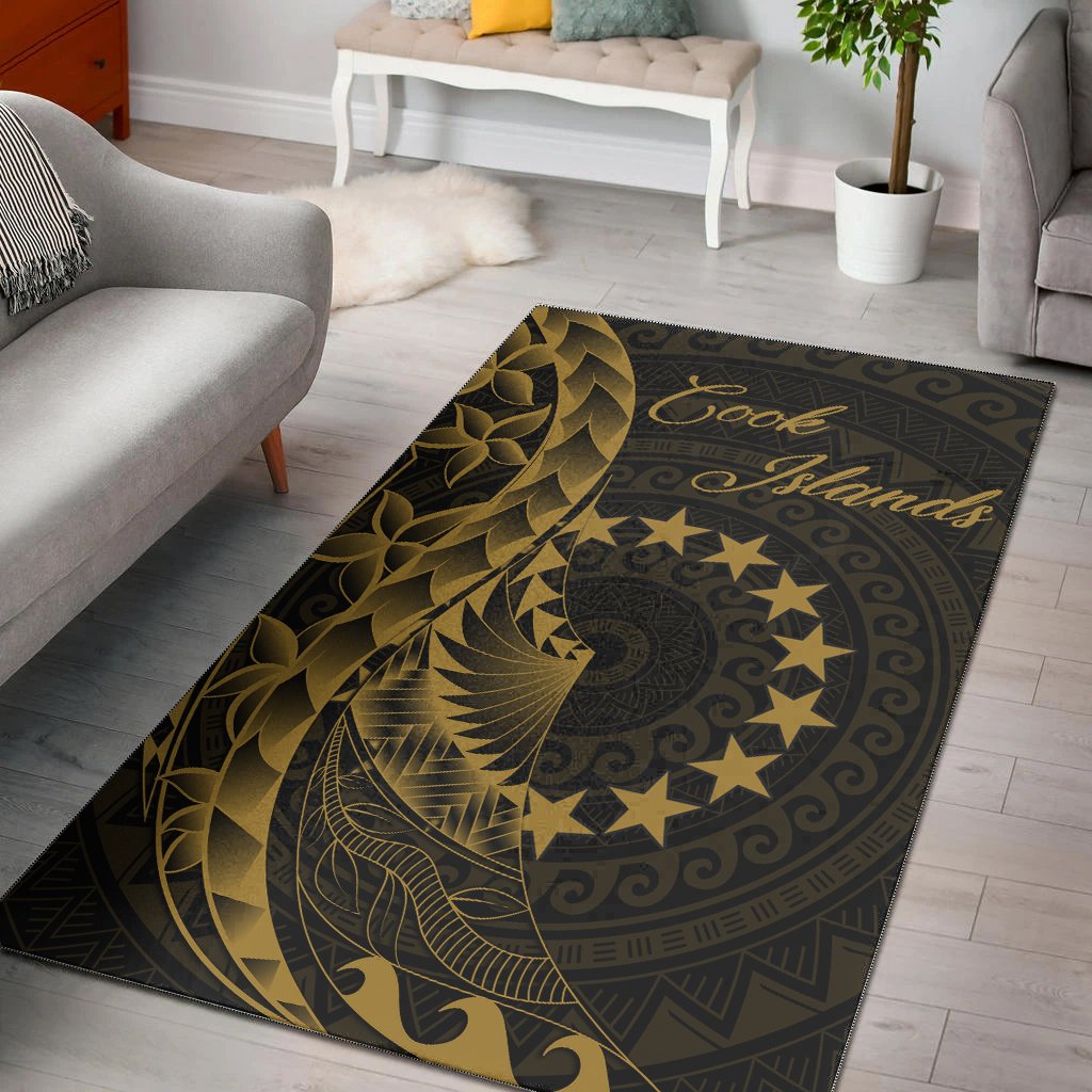 Cook Islands Area Rug - Polynesian Pattern Style Gold Color Gold - Polynesian Pride