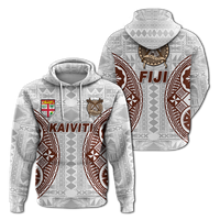 Fiji Kaiviti Tapa Pattern Hoodie LT12 Hoodie White - Polynesian Pride