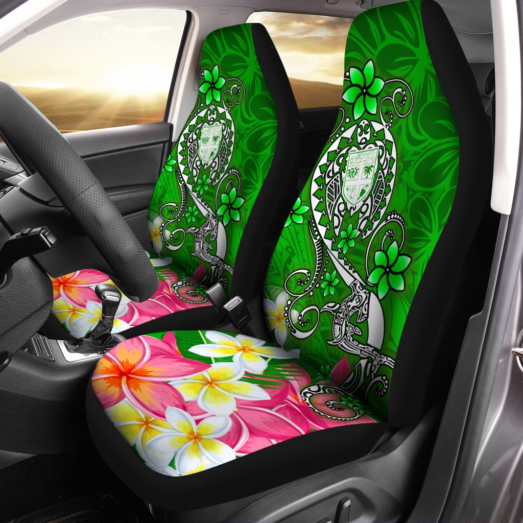 Fiji Car Seat Covers - Turtle Plumeria (Green) Universal Fit Green - Polynesian Pride