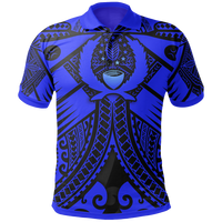 Pohnpei Polo Shirt Blue Seal with Polynesian Tattoo Unisex Blue - Polynesian Pride