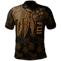 Fiji Polo Polynesian Wings (Golden) Unisex Blue - Polynesian Pride