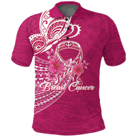 Custom Breast Cancer Pink Ribbon Butterfly Polynesian Pink Version Polo Shirt LT12 Unisex Pink - Polynesian Pride