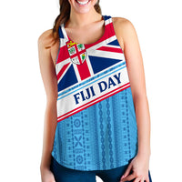 Fiji Day Women Tank Top - Tapa Pattern With Flag - LT12 - Polynesian Pride