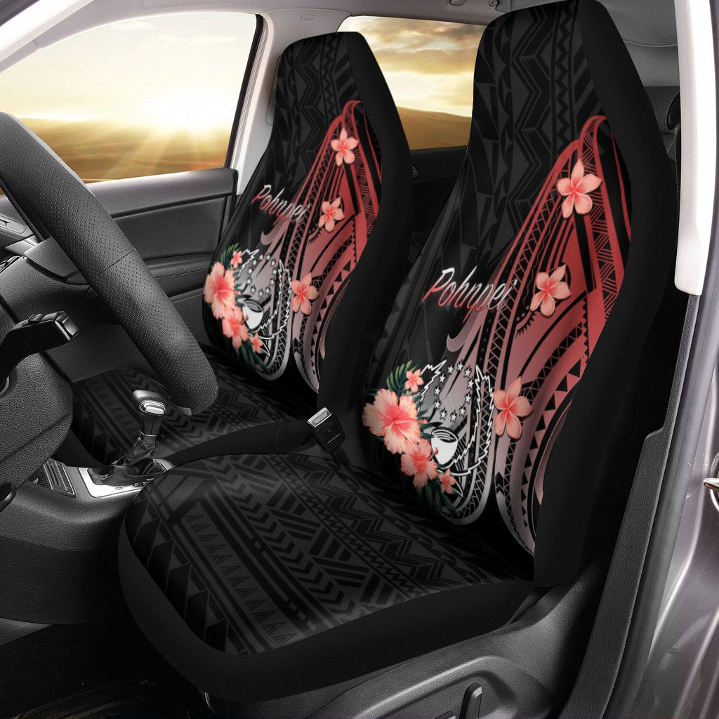 Pohnpei Car Seat Covers - Red Polynesian Hibiscus Pattern Style Universal Fit Red - Polynesian Pride