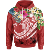 Marshall Islands Polynesian Hoodie Summer Plumeria (Red) Unisex Red - Polynesian Pride