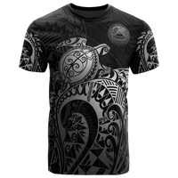 American Samoa T Shirt American Samoan Seal Polynesian Silver Turtle Tattoo Unisex Silver - Polynesian Pride