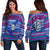 Northern Mariana Islands Christmas Women Off Shoulder Sweater - Ugly Christmas - LT12 Blue - Polynesian Pride