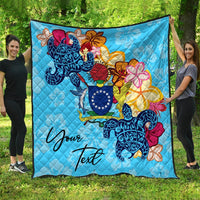 Cook Islands Custom Personalised Premium Quilt - Tropical Style Blue - Polynesian Pride