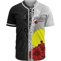 Palau Polynesian Baseball Shirt - Coat Of Arm With Hibiscus White Unisex White - Polynesian Pride