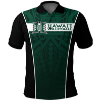 Hawaii Volleyball Green Warrior Polo Shirt LT2 GREEN - Polynesian Pride