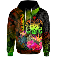 Samoa Polynesian Hoodie Hibiscus and Banana Leaves Unisex Reggae - Polynesian Pride