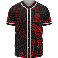 Tahiti Polynesian Baseball Shirt - Red Tribal Wave Unisex Red - Polynesian Pride