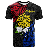 Philippines Sampaguita Filipino Sun T Shirt LT12 Unisex Black - Polynesian Pride