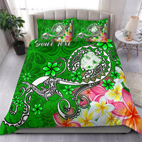 Fiji Custom Personalised Bedding Set - Turtle Plumeria (Green) Green - Polynesian Pride