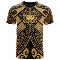 Samoa Polynesian T shirt Samoa Gold Seal with Polynesian Tattoo Unisex Gold - Polynesian Pride