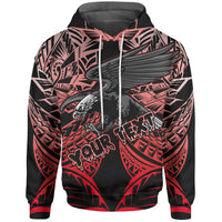 Samoa Polynesian Custom Hoodie Eagle Tribal Pattern Red Unisex Red - Polynesian Pride