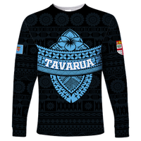 (Custom Personalised) Tavarua Fiji Tapa Tribal Long Sleeve Shirt - LT12 Unisex Blue - Polynesian Pride