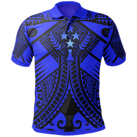 Kosrae Polo Shirt Blue Seal with Polynesian Tattoo Unisex Blue - Polynesian Pride