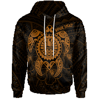 Tahiti Polynesian Custom Hoodie Vintage Polynesian Turtle (Golden) - Polynesian Pride