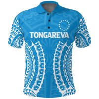 Custom Cook Islands Tongareva Polo Shirt Tribal Pattern LT12 Blue - Polynesian Pride