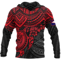 American Samoa Polynesian Hoodie Red Turtle Unisex Red - Polynesian Pride