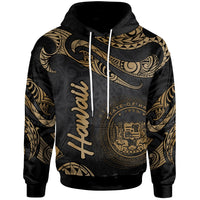 Hawaii Hoodie Polynesian Tattoo Gold Version Unisex Gold - Polynesian Pride