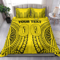 (Custom Personalised) Cook Islands Aitutaki Bedding Set - Tribal Pattern - LT12 Yellow - Polynesian Pride