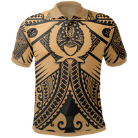 Pohnpei Polo Shirt Gold Seal with Polynesian Tattoo Unisex Gold - Polynesian Pride