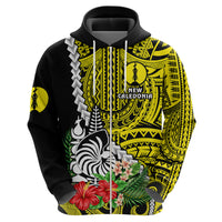 New Caledonia Polynesian Coat of Arms Mix Tropical Flowers Hoodie LT14 - Polynesian Pride