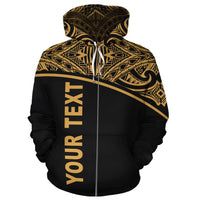Nauru Polynesian Custom Zip up Hoodie Gold Curve - Polynesian Pride