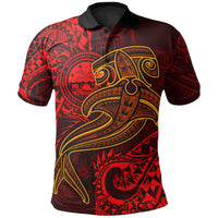 FSM Polo Shirt Red Shark Polynesian Tattoo Unisex Red - Polynesian Pride