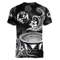 (Custom Personalised) Tonga Kumete Kava Bowl Sila Vibes - Black Women V Neck T Shirt LT8 - Polynesian Pride