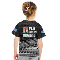 Fiji Sevens Rugby Fijian 7s Black Tapa Polynesian Art Kid T Shirt LT14 - Polynesian Pride