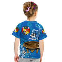 (Custom Personalised) Tonga Kumete Kava Bowl Sila Vibes - Blue Kid T Shirt LT8 - Polynesian Pride