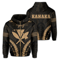 Polynesian Kakau Kanaka Map Hawaii zip Hoodie Sport Style Version 2.0 Gold Unisex Gold - Polynesian Pride