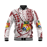 (Custom Personalised) Tonga Emancipation Day Baseball Jacket Kupesi Pattern No.2 White LT9 Unisex - Polynesian Pride