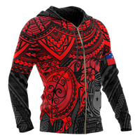 Samoa Polynesian Hoodie (Zip up) Red Turtle - Polynesian Pride
