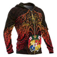 Tonga Polynesian Hoodie (Zip up) Red Manta Ray - Polynesian Pride