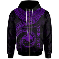 Papua New Guinea Polynesian Custom Zip up Hoodie Papua New Guinea Waves (Purple) Unisex Purple - Polynesian Pride