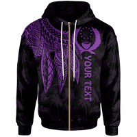 Pohnpei Custom Zip up Hoodie Polynesian Wings (Purple) Unisex Purple - Polynesian Pride