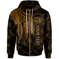 Polynesian Hawaii Custom Zip up Hoodie Polynesian Wings (Golden) Unisex Golden - Polynesian Pride