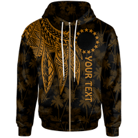 Cook Islands Custom Zip up Hoodie Polynesian Wings (Golden) Unisex Golden - Polynesian Pride