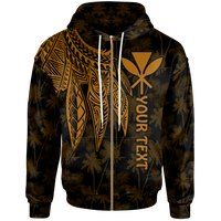 Polynesian Hawaii Kanaka Maoli Custom Zip up Hoodie Polynesian Wings (Golden) Unisex Golden - Polynesian Pride