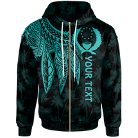 Pohnpei Custom Zip up Hoodie Polynesian Wings (Turquoise) Unisex Turquoise - Polynesian Pride