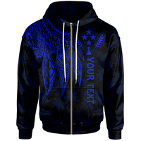 Kosrae Custom Zip up Hoodie Polynesian Wings (Blue) Unisex Blue - Polynesian Pride