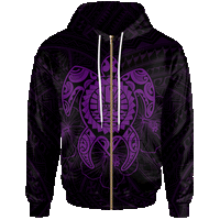 Tahiti Polynesian Zip up Hoodie Vintage Polynesian Turtle (Purple) Unisex Purple - Polynesian Pride