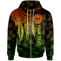 Tahiti Custom Zip up Hoodie Polynesian Wings (Reggae) Unisex Reggae - Polynesian Pride
